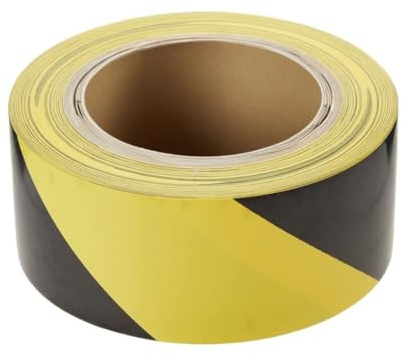 Eurobands 1BL23.71.0050/033A# PVC Warnband selbstklebend – 100 mm x 33 m – Bodenmarkierungsband für Industrie, Lager, Maschinen – UV- & feuchtigkeitsbeständig, Gelb/Schwarz