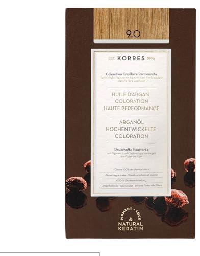 KORRES Argan Oil Colorant – ammoniakfreie Haarfarbe mit Bio-Arganöl Hell-Hellblond 9.0– 100% Grauhaarabdeckung & vegan für ein langanhaltendes Farbergebnis