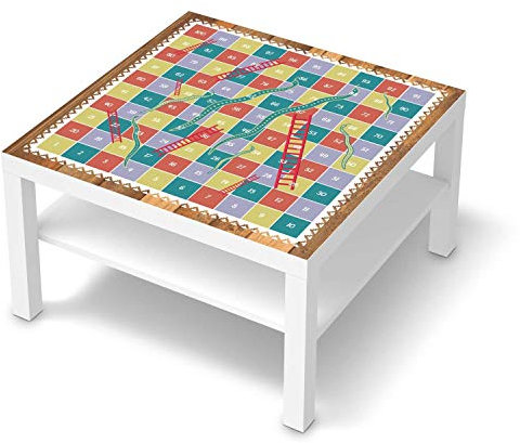 Möbelfolie selbstklebend für Kinder - passend für IKEA Lack Tisch 78x78 cm I Tolle Möbelaufkleber für Kinder-Zimmer Deko I Design: Spieltisch Leiternspiel