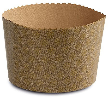 Guardini, Set de 2 moules à panettone 16x12 cm de haut, Jetable, Quantité max de pâte 750 gr, Papier sulfurisé antiadhésif, Fabriqué en Italie, Beige