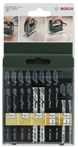Bosch 1x Set di Lame per Seghetto Alternativo da 10 pezzi (per Legno, Pannelli fonoassorbenti, Attacco a T, Accessorio Seghetto Alternativo)