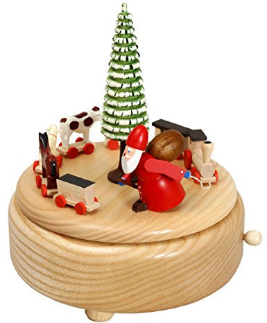 Rudolphs Schatzkiste Spieldose Weihnachtsmann Natur BxHxT 13x15,5x13cm NEU Spieluhr Spielwerk Musikdose Musik Figur Seiffen Erzgebirge Holz Dekoration Weihnachten
