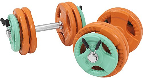 GORILLA SPORTS® Kurzhantelset 30 kg, 2er Set, Gusseisen, Gummi Gripper | 4 x 1,25 kg und 8 x 2,5 kg Hantelscheiben, 30/31 mm, Sternverschluss/Federverschluss, Griff gerändelt; Hantelset, Kurzhanteln