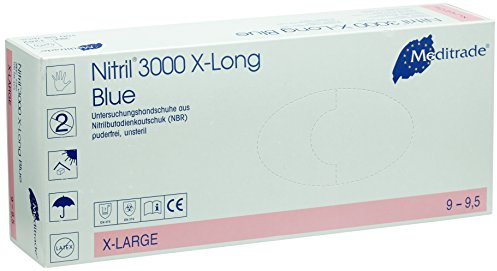 Meditrade guanti usa e getta in nitrile x-long 1282 x L Blu (confezione da 1 x 100)