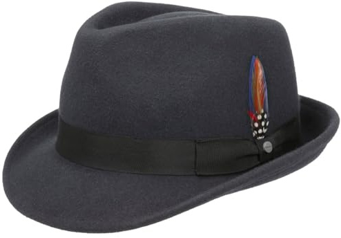 Stetson Elkader Trilby Filthatt Damer/Herrar - herrhatt Fedora herr med grosgrain band Sommar-Vinter Vår Sommar Höst Vinter - L (58-59 cm) grå