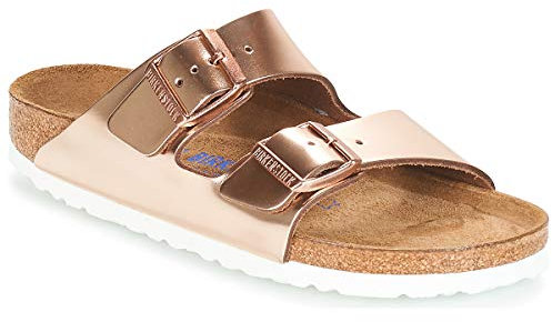 Birkenstock Arizona SFB Mules/Clogs Women Gold - 7 - Mules Shoes