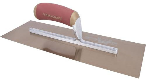 Truelle de lissage Marshalltown DuraFlex avec manche DuraSoft, en acier doré, excellente truelle pour les plâtriers et les plaquistes, dimensions de la truelle : 356x127 mm