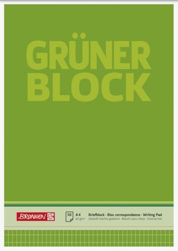 Brunnen 10 x Briefblock Der grüne Block A4 60g/qm rautiert 50 Blatt