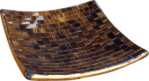 Eckige Mosaikschale, handgearbeitete Keramik, Design 6, mittel (25*25 cm) | Einzigartige Terrakotta-Schale mit bunten Glasmosaiken, ideal für Obst oder als Untersetzer.