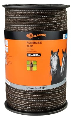 Gallagher Pferdezaun-Breitband PowerLine (terra) - 200 m/40 mm - UV-stabil und witterungsbeständig - Ausgezeichnete Sichtbarkeit