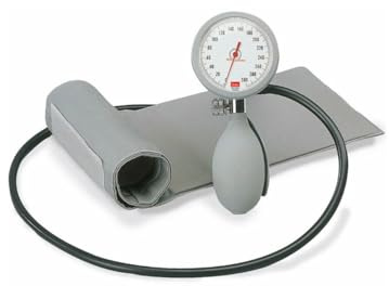 boso K1 Mechanisches Blutdruckmessgerät mit Klettenmanschette & Aufbewahrungstasche grau