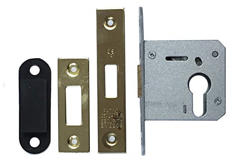 Euro-Profil-Zylinder-Einsteckschloss, 63 mm, Messing
