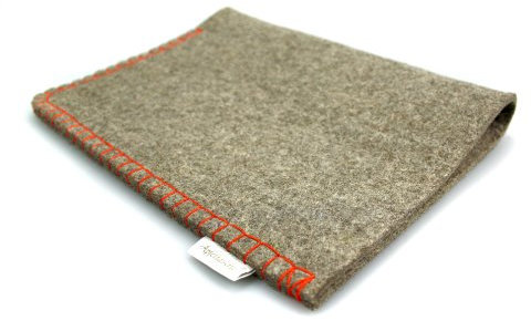 Borsa per PC Portatile a Forma di Mela per Apple Generazione 3 e 4 /// Feltro: Grigio - Screziato, Cuciture: Arancione (Mano Cucita in Berlin)
