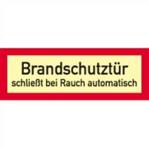 Aufkleber Brandschutztür schließt bei Rauch automatisch langnachl. 10,5x29,7 cm