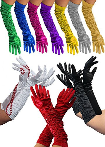Lange Schwarze Handschuhe für Damen zum 20er Jahre Charleston Kostüm - XL Schnitt für Starke Arme – Abendhandschuhe für Karneval Fasching Motto-Party