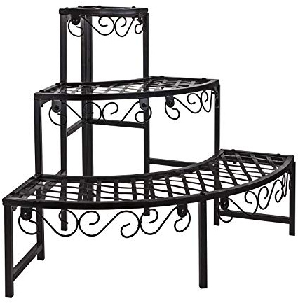DEMA Nostalgie Eck-Pflanzentreppe 3 Stufen Metall Stahl für Garten, Balkon, Terrasse, Innenbereich - Dekorativ Robust Langlebig
