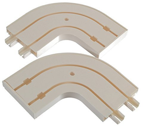 Easy-Shadow Gardinenschiene Vorhangschiene Gardinenbrett vorgebohrt für Deckenmonatge, PVC Kunststoff Weiss - Retouren Rundbogen Links + rechts für 2-läufige Schienen