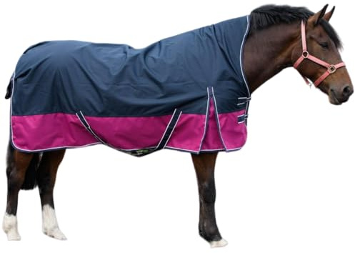 Pferdedecke 600D High Neck Weidedecke Winterdecke Regendecke Turnout : Fleece Innenfutter Red/Black - 155 cm