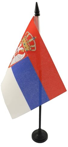 AZ FLAG Bordsflagga Serbien 15x10 cm Serbisk 100D Polyester Plastfot