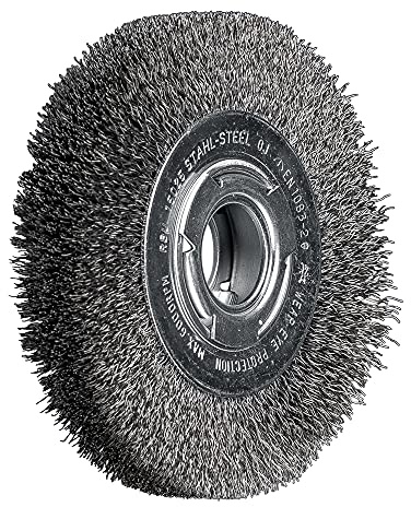 PFERD TOOLS POS Rundbürste breit ungezopft RBU | Ø 150x25xvariable Bohrung Stahl-Draht-Ø 0,30 | 43701209 – für den Schleifbock