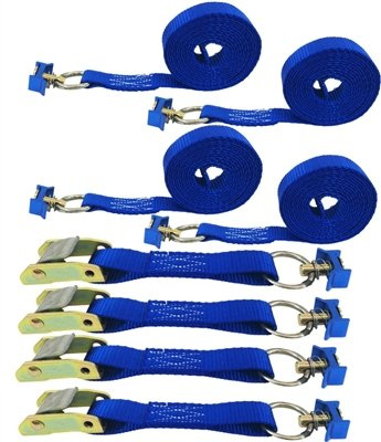 Cargo Equipment Corp. (4 Pack) 1 Blue Cam Buckle Strap -Single Stud L-Track 8ft