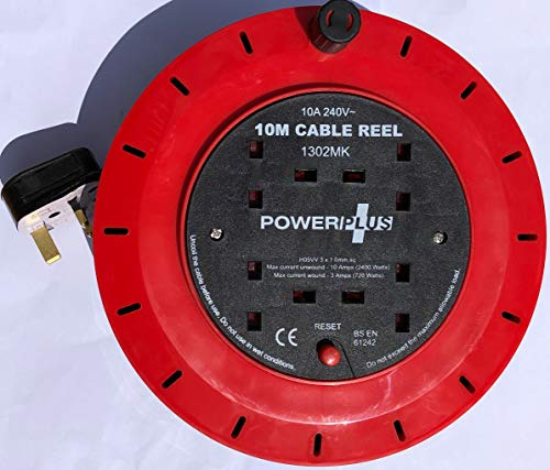 10 Metre 4 Gang 10Amp Extension Reel with Thermal Cut Out