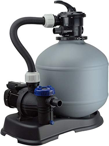 Steinbach Filteranlage Compact 8 – 041010 – Selbstsaugende Pumpe für Pools mit bis zu 45.000 l – Mit Vorfilter, 6-Wege-Ventil mit Verstellhebel und Manometer – Anschluss Ø 32/38 mm