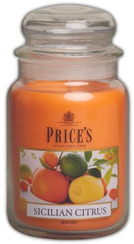 Price's - Sicilian Citrus Large Jar Candle - Sweet, Delicious, Quality Fragrance - Long Lasting Scent - Up to 150 Hour Burn Time