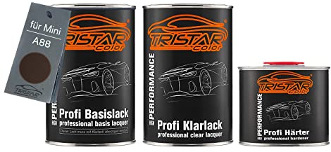 TRISTARcolor Peinture voiture Pots pour Mini A88 Hot Chocolate Metall. 2,5L | Hot Chocolate Metallic, Kit peinture de base + vernis 2K + durcisseur, prêt à l'emploi