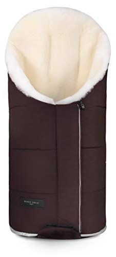 Saco universal TULA VARIO para carrito de bebé de WERNER CHRIST BABY – Saco cubrepiernas de piel de cordero medicinal, utilizable como manta de juego, en marrón chocolate