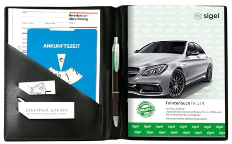 SIGEL EF510 Schutz-Einband für Formulare A5 (z. B. Fahrtenbuch, Rechnung, Lieferschein), mit praktischen Einstecktaschen für Belege und integriertem Stifthalter, schwarz