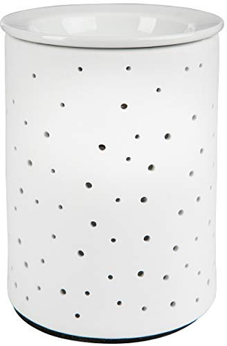 ONVAYA Porzellan Duftlampe DOTS | 1 Stück | Elektrisch | Weiss | 15 cm | für die Steckdose | mit Birne | Aromalampe