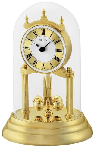 Seiko 9 Anniversary Mantel Clock with Glass Dome & Rotating Pendulum