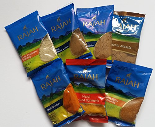 Curry Spice Kit - Rajah Garam Masala, Knoblauch und Korriander, heiße und würzige Gewürze, Kümmelpulver, Chilipulver, Kurkuma-Pulver, Korriander-Pulver.