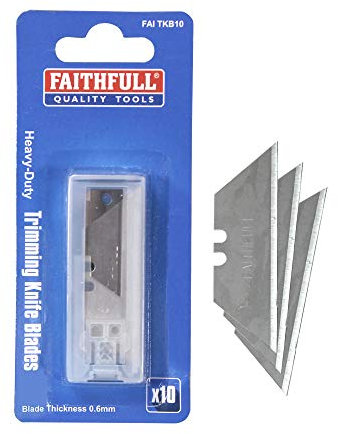 Faithfull Heavy-Duty Trimming Knife Blades with Wallet Dispenser – Pack of 10