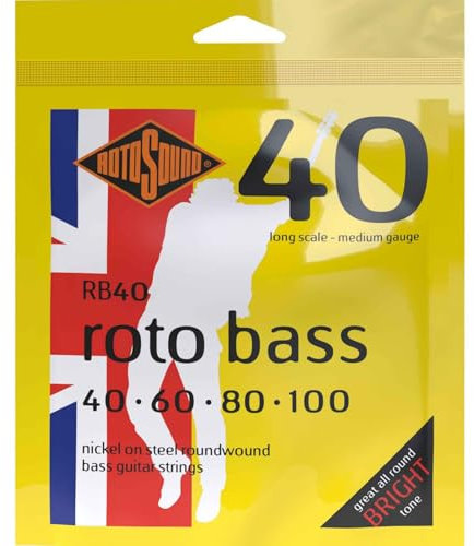 Rotosound Nickelsaiten für E-Bass, Runddraht, Stärke Medium 40 60 80 100
