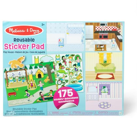 Melissa & Doug Reusable Sticker Pad Set: Play House - 175+ Reusable Stickers