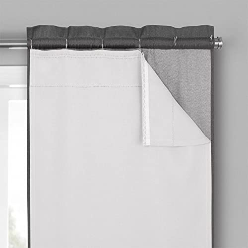 Eclipse Doublure Thermique occultante et Minimaliste pour Rideaux de fenêtre avec Crochets de draperie (Double Panneau), 68,6 x 233,7 cm, Blanc