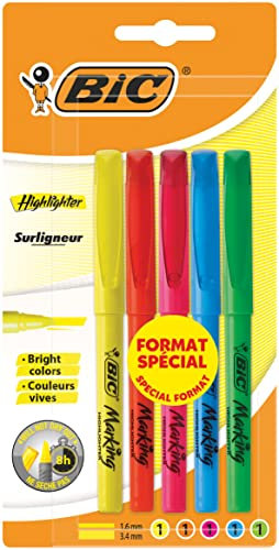 BIC Brite Liner Textmarker - mehrfarbig, 5er-Blister