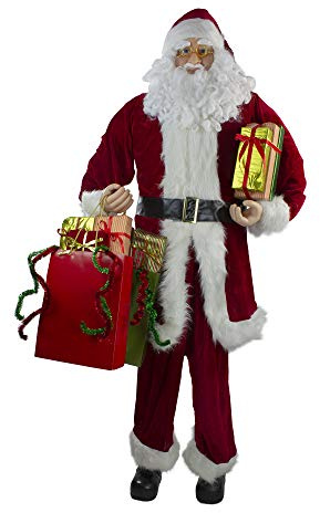 Northlight Traditional 6' Fabric Life-Size Standing Christmas Santa Claus Figure With Presents, Red