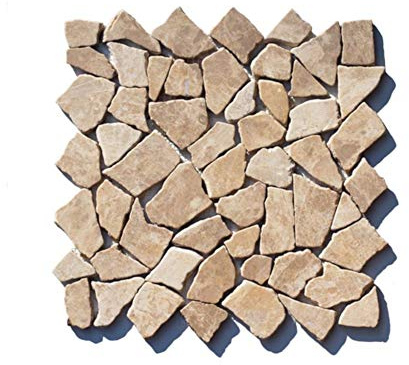 M-1-021 - 1 m² = 11 Fliesen - Marmor Bruchstein Mosaikfliese Moccacino Naturstein Badezimmer Stein Wand Boden Dekoration