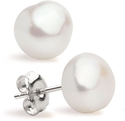 Perlenohrringe Damen Süßwasser Zuchtperle - Barockperlen - Secret & You - Perlen Ohrstecker Sterling Silber 925 - Erhältlich in 5 Größen von 9-10 mm bis 13-14 mm