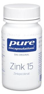Pure Encapsulations Zink 15 (Zinkpicolinat) 15mg | 60 Kapseln veganes, bioverfügbares Zinkpicolinat mit sehr guter Verträglichkeit (2 Monate Vorrat) | unterstützt Haut, Nägel, Haare und Sehkraft
