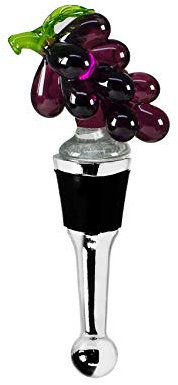 EDZARD Bouchon de Bouteille Raisins pour Champagne, vin et vin Mousseux, Technique du Verre de Murano, Hauteur 11 cm, Fait Main