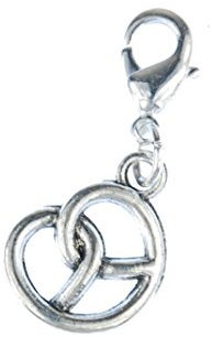 Miniblings Brezel Wiesn Oktoberfest Charm Dirndl Silber versilbert | Zum Kombinieren gedacht, gefertigt in Berlin, mit Trachtenschmuck