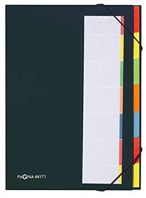 Pagna 44171-04 Deskorganizer 7-teilig Color-Einband, Eckspanngummi, dehnbarer Rücken farbiges Griffregister, schwarz