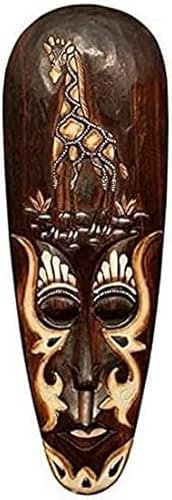 Wogeka - 50 cm Giraffe Holz- Wandmaske - Handarbeit als Geschenkidee für Afrika-Fans zu Geburtstag Weihnachten als Deko Maske 60
