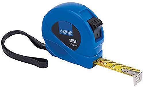 Draper 3m/10ft Easy-Find Tape Measure | Measuring Tape with Locking Button | Metric and Imperial Graduations | Belt Clip | 75880