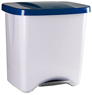 Cubo de Reciclaje con Pedal 50L Azul – Contenedor de Basura Ecológico para Cocina – Con Separadores Internos Ajustables, Plástico Resistente y Fácil Limpieza | Denox