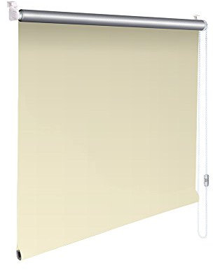 Easy-Shadow Mini-Rollo Thermo Kleberollo Klemmrollo Klemmfix Klebrollo Stoffmaß Breite 65 x 150 cm Höhe in Farbe creme / Minirollo inkl. 2 Stück Klebeplatten und Klemmträger - Rollo zum kleben lichtundurchlässig Verdunkelung Verdunkelungsrollo Kettenzugrollo Seitenzugrollo Mini-Rollo mit Kettenzug und Aluminium Beschichtung - Montage am Fenster ohne zu bohren Easy&Fix montiert - Maßanfertigung